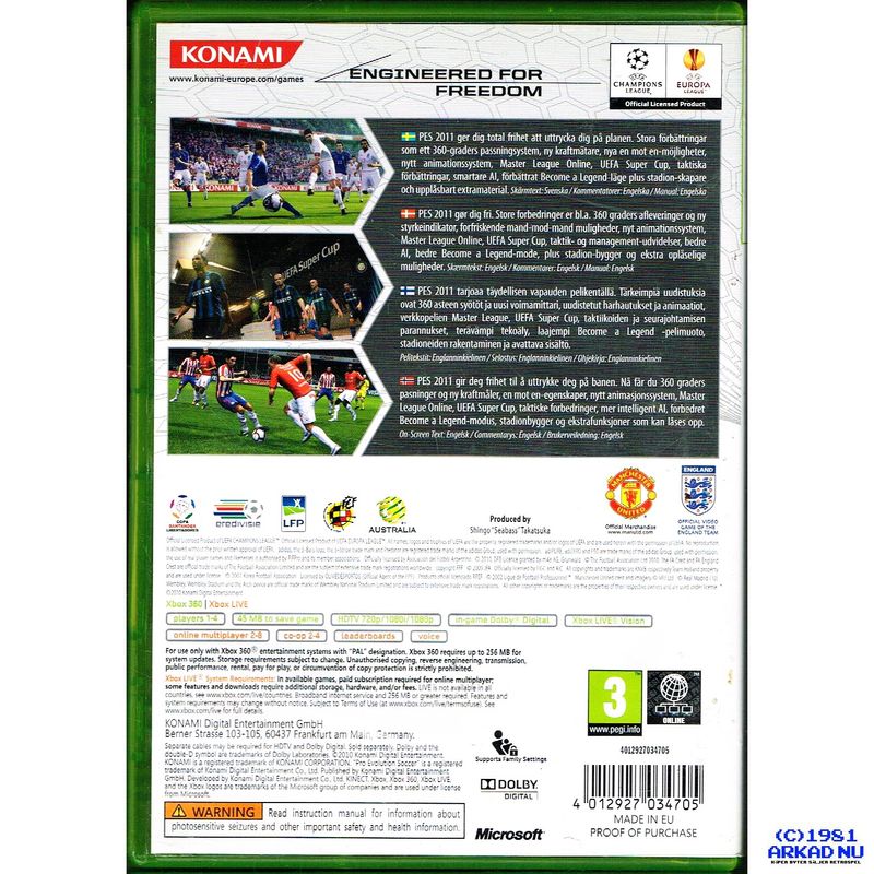 PRO EVOLUTION SOCCER PES 2011 XBOX 360