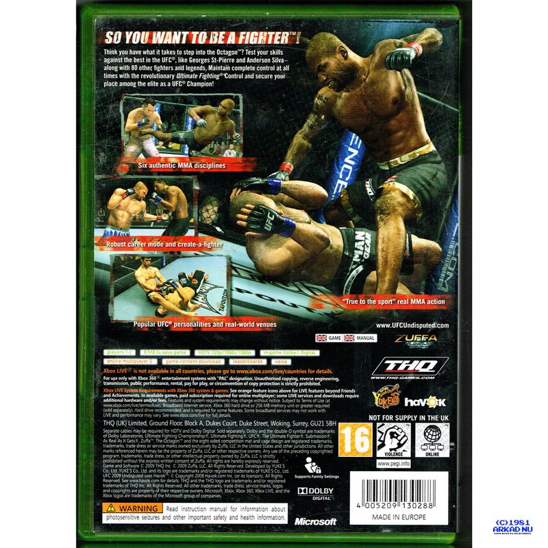 UFC 2009 UNDISPUTED XBOX 360