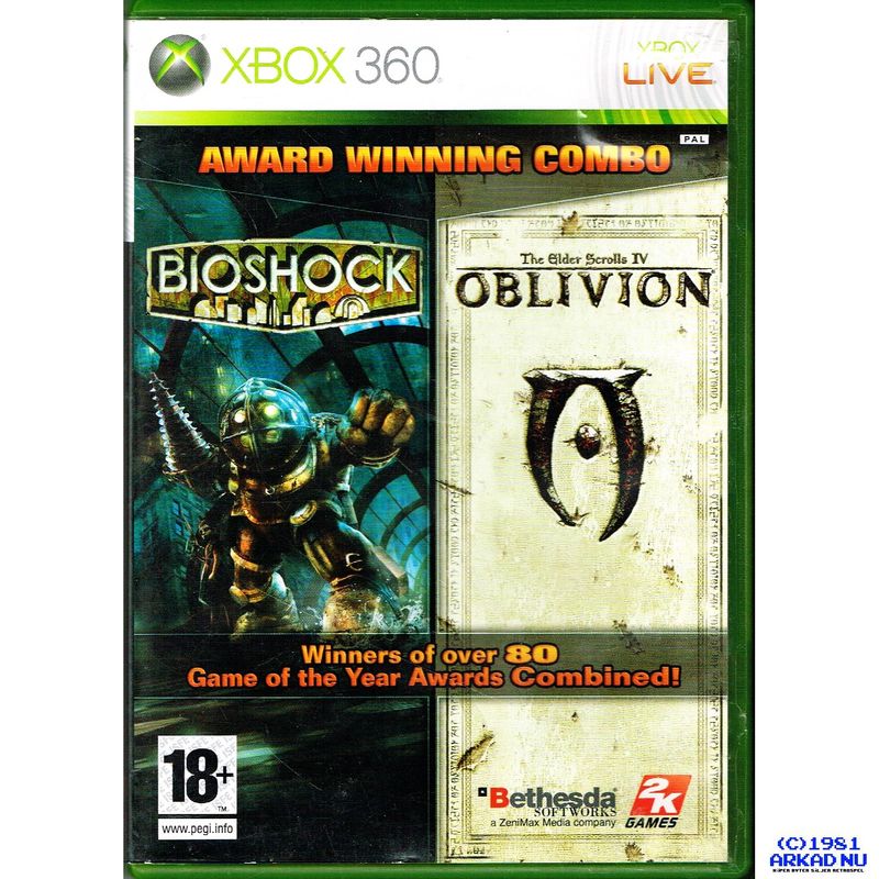 BIOSHOCK & THE ELDER SCROLLS IV OBLIVION AWARD WINNING COMBO XBOX 360