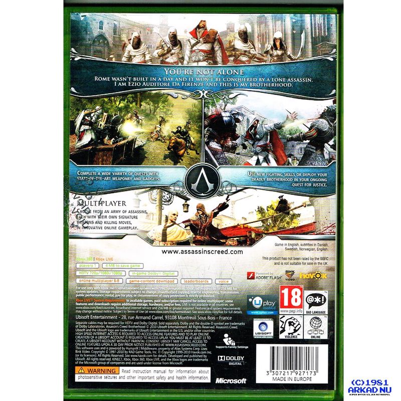 ASSASSINS CREED BROTHERHOOD XBOX 360