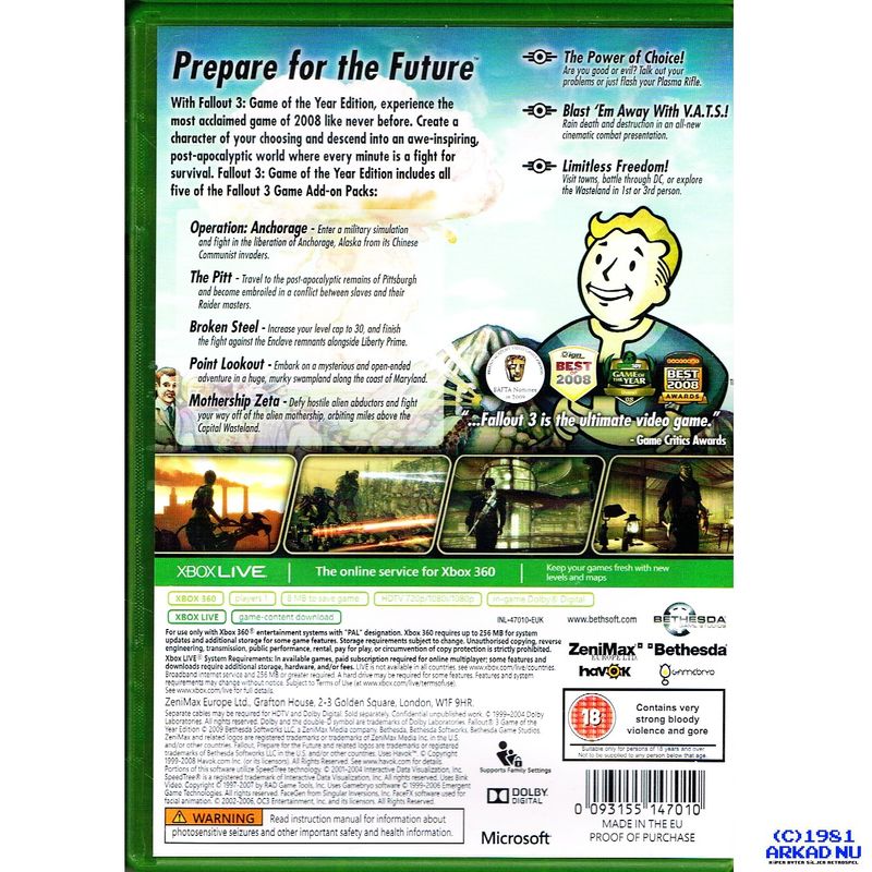 FALLOUT 3 GAME OF THE YEAR EDITION XBOX 360