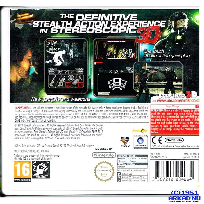 TOM CLANCYS SPLINTER CELL 3D 3DS