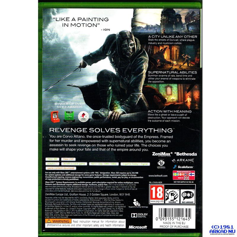 DISHONORED XBOX 360 