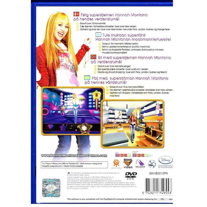 HANNAH MONTANA SPOTLIGHT WORLD TOUR PS2