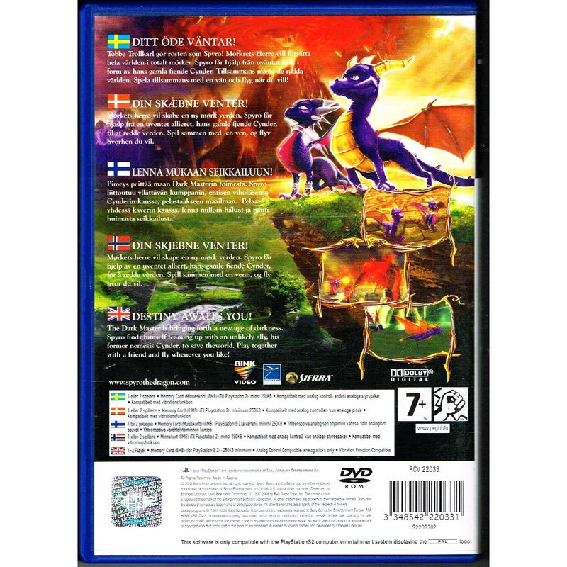 THE LEGEND OF SPYRO DAWN OF THE DRAGON PS2