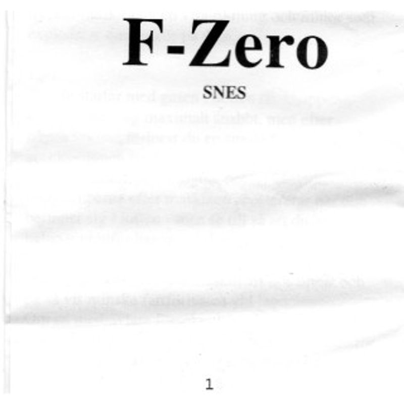 F-ZERO SNES SCN SVENSK FOLDER A4