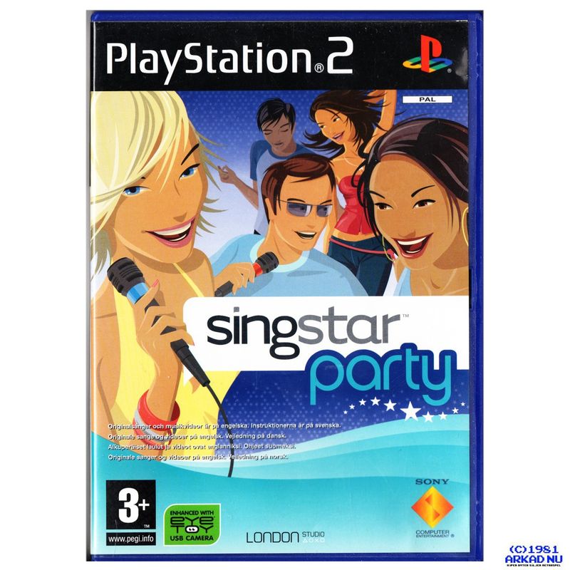 SINGSTAR PARTY PS2 SVENSK UTGÅVA RISIGT FODRAL OCH INLAY