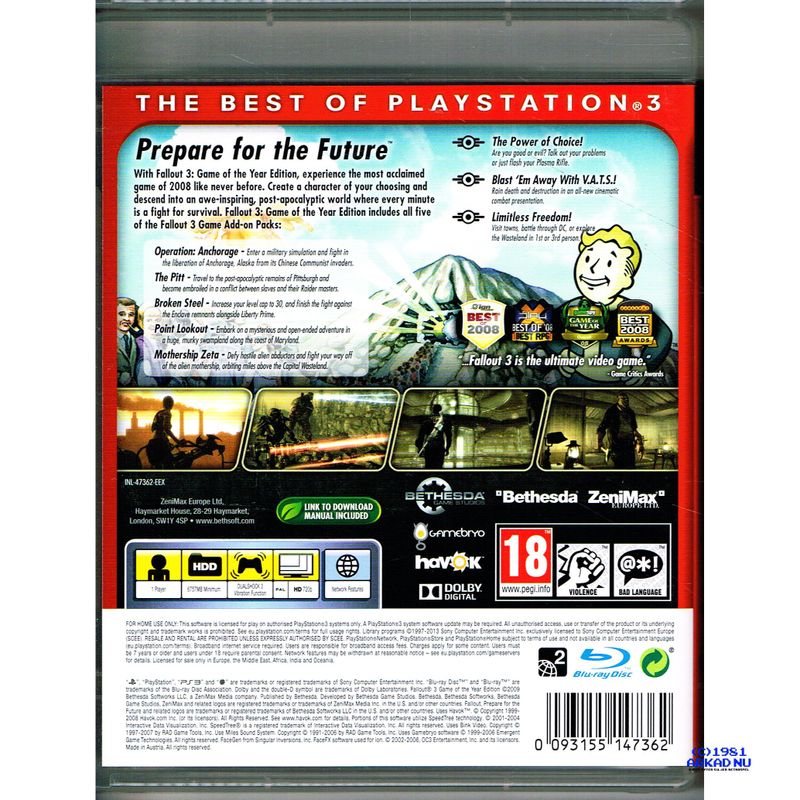 FALLOUT 3 GAME OF THE YEAR EDITION PS3