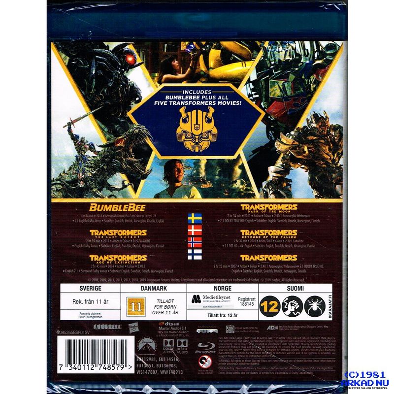 BUMBLEBEE + TRANSFORMERS 6 MOVIE PACK BLU-RAY