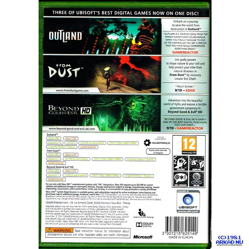 OUTLAND - FROM DUST - BEYOND GOOD & EVIL HD TRIPLE PACK XBOX 360