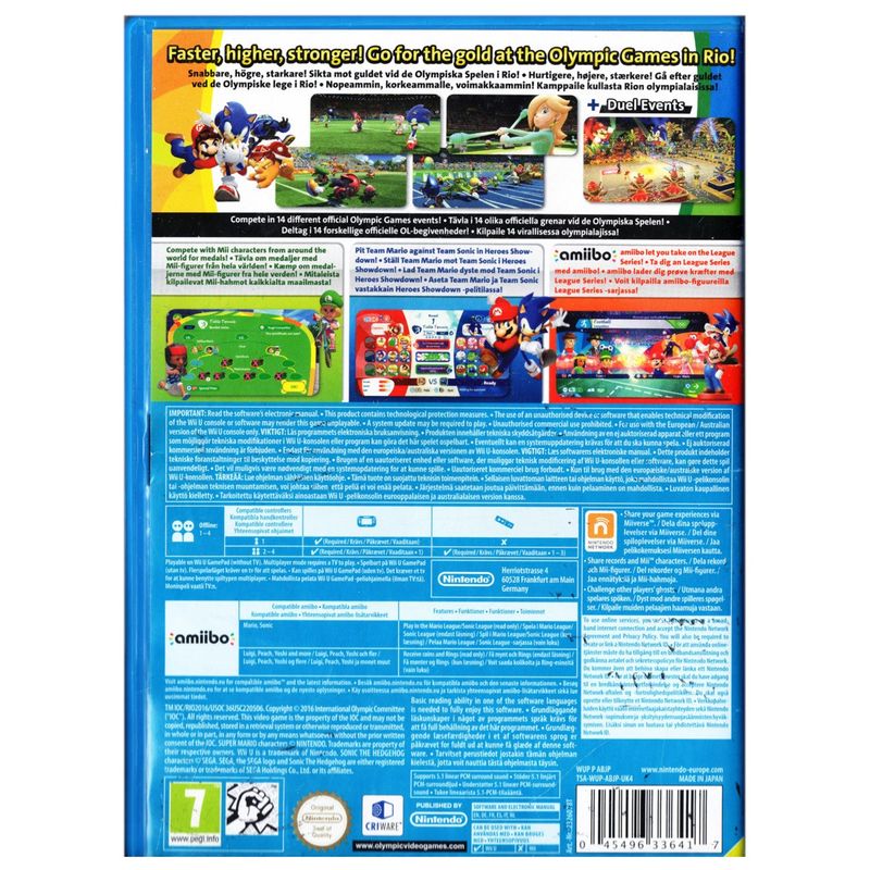 MARIO & SONIC AT THE RIO 2016 OLYMPIC GAMES WII U