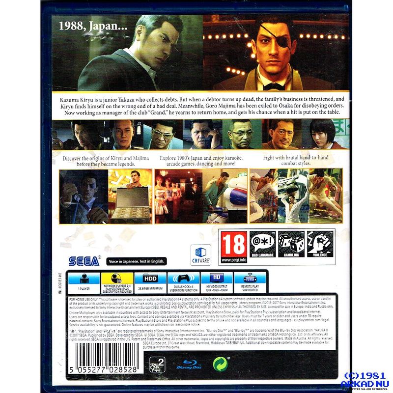 YAKUZA ZERO PS4