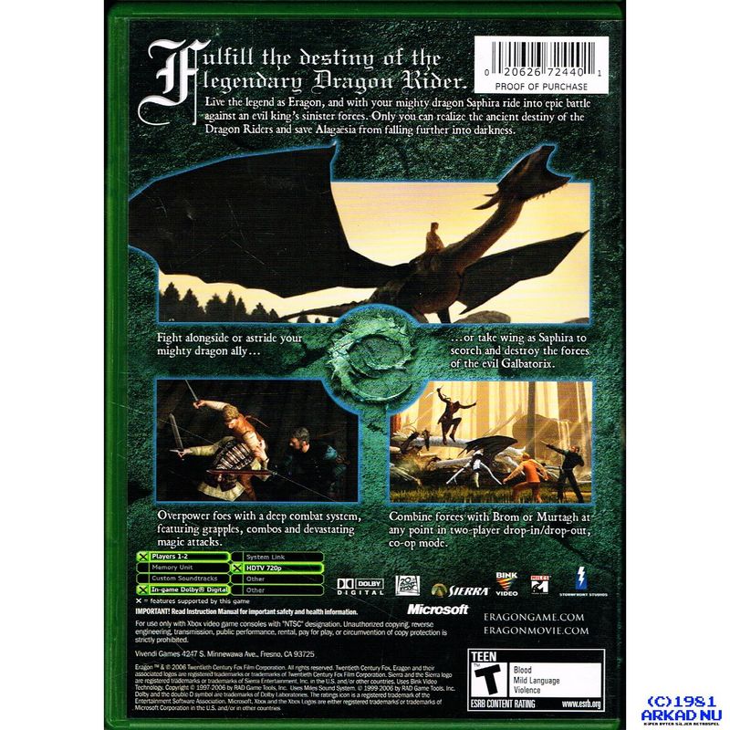 ERAGON XBOX NTSC USA