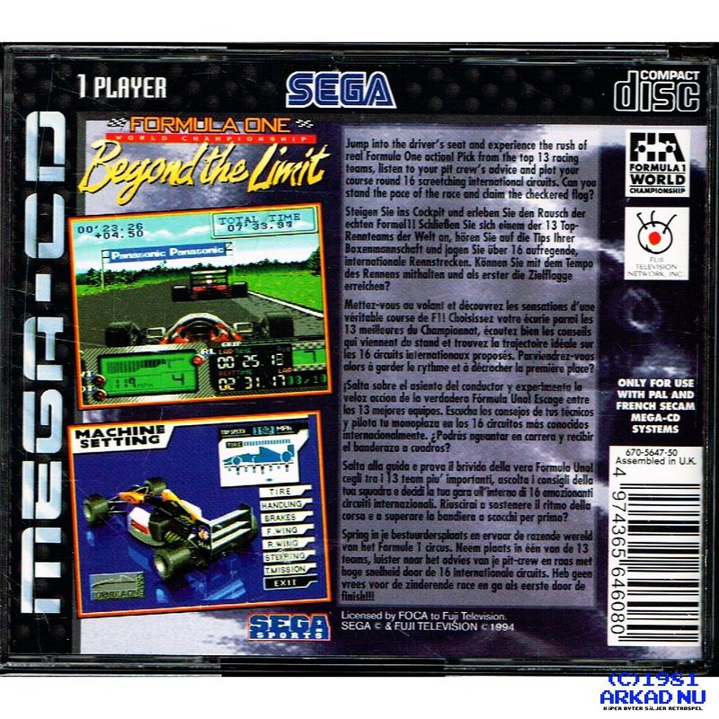 FORMULA 1 WORLD CHAMPIONSHIP BEYOND THE LIMIT MEGA-CD