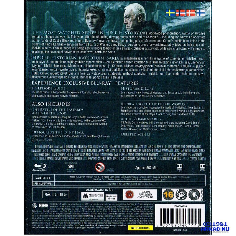 GAME OF THRONES THE COMPLETE SIXTH SEASON BLU-RAY