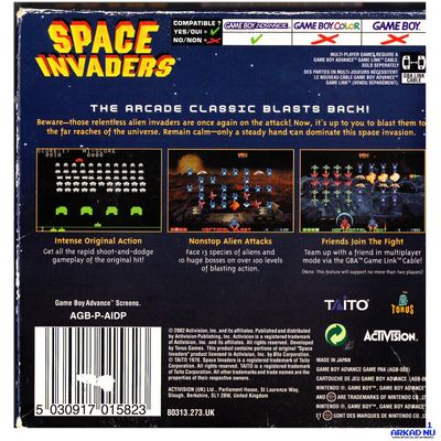 SPACE INVADERS GAMEBOY ADVANCE SVENSKT A4