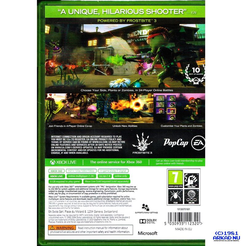 PLANTS VS ZOMBIES GARDEN WARFARE XBOX 360