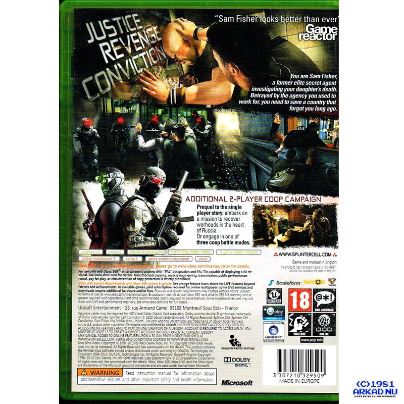 TOM CLANCY'S SPLINTER CELL CONVICTION XBOX 360