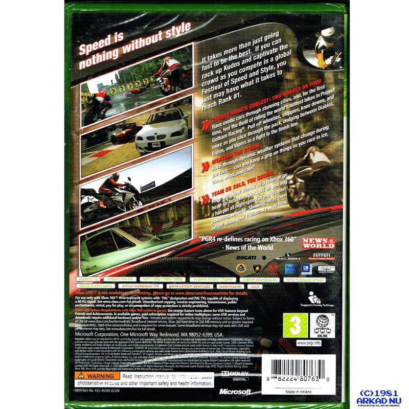 PROJECT GOTHAM RACING 4 PGR XBOX 360