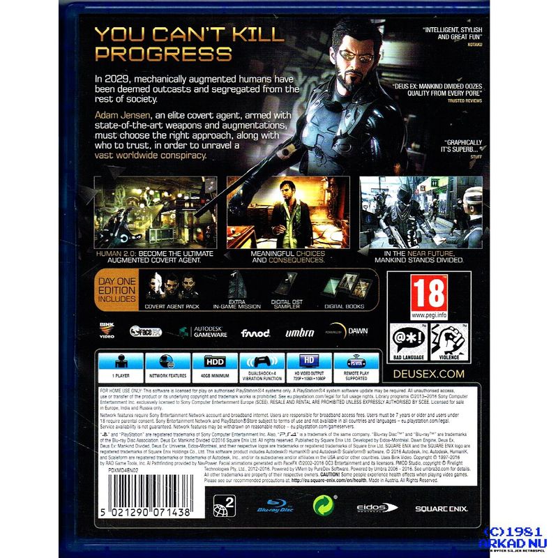 DEUS EX MANKIND DIVIDED DAY ONE EDITION PS4