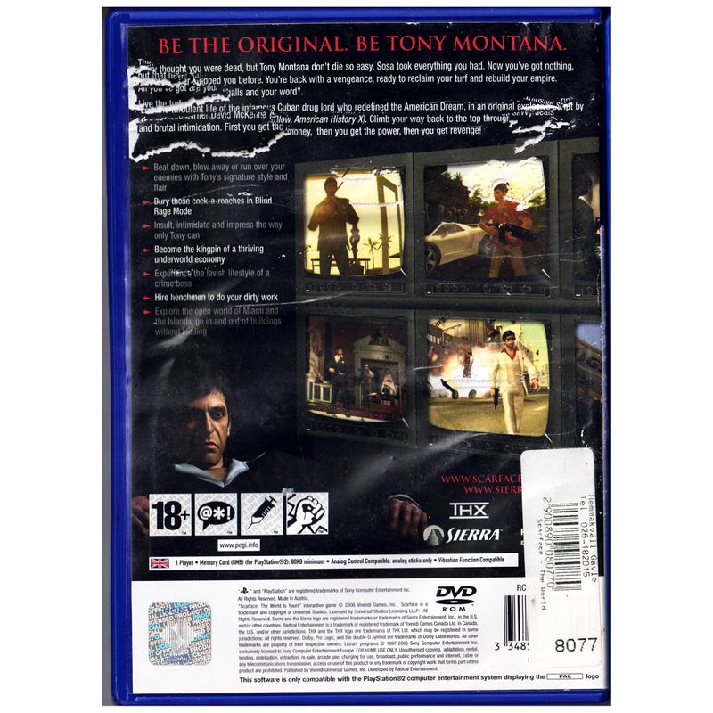 SCARFACE THE WORLD IS YOURS PS2 RENTAL