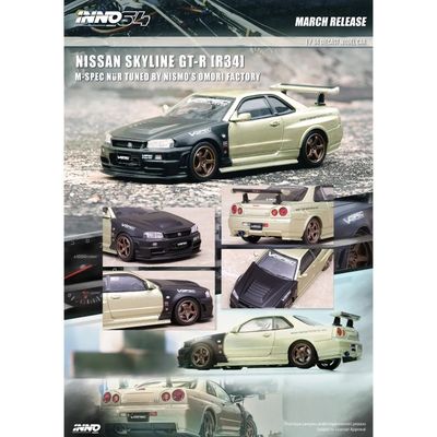 Nissan Skyline GT-R (R34) M-SPEC - Grönsvart - Inno64 - 1:64