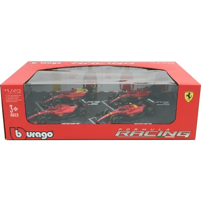 Ferrari - 4 st F1-bilar - Leclerc och Sainz - Bburago - 1:43