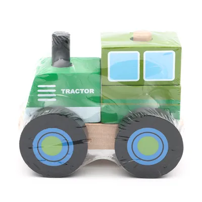 Stapelbar traktor i trä - Grön - Small Foot