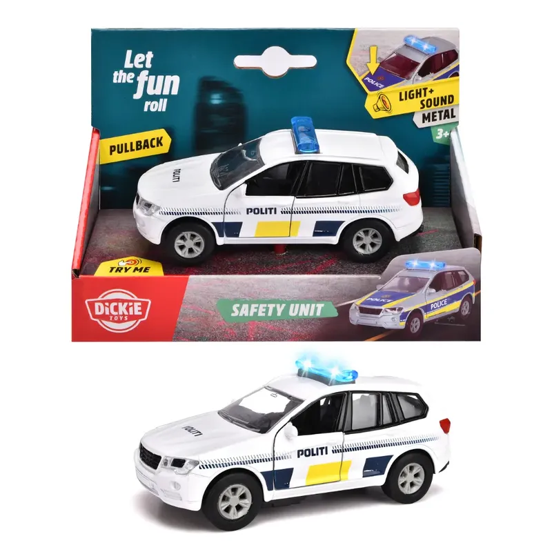 Dansk Polisbil med Ljud och Ljus - Dickie Toys - 12 cm