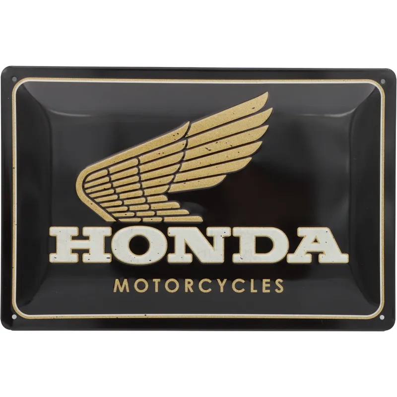 Honda Motorcycles - Vinge Guld - Plåtskylt - 20x30 cm