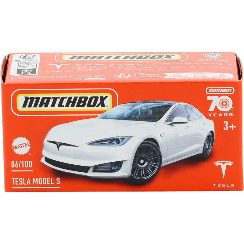 Tesla Model S - Vit - Power Grab - Matchbox