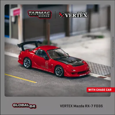 VERTEX Mazda RX-7 FD3S - Röd - Tarmac Works - 1:64