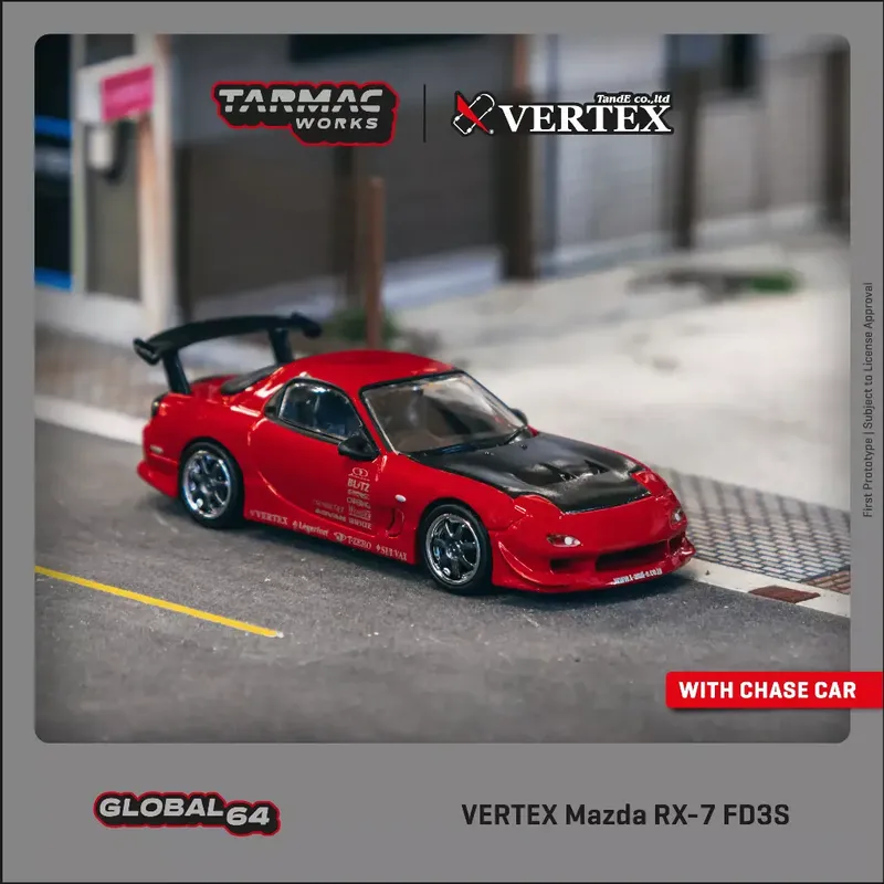 VERTEX Mazda RX-7 FD3S - Röd - Tarmac Works - 1:64