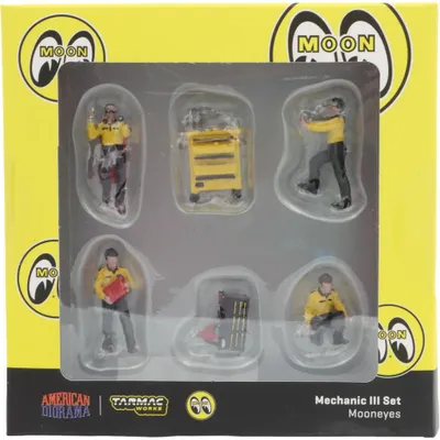 Mechanic III Set Mooneyes Figurer Tarmac + American Diorama