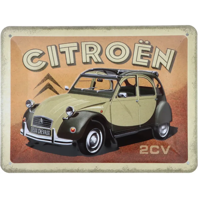 Citroën 2CV - Plåtskylt - 15x20 cm