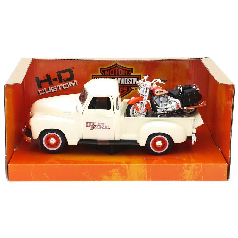 Chevy 3100 Pickup + HD FLSTS Heritage Springer - Maisto 1:24