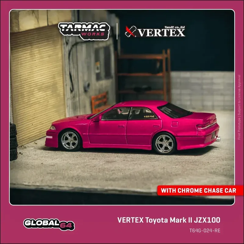 Toyota Mark II JZX100 Vertex - Rosaröd - Tarmac Works - 1:64