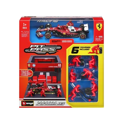 Pit Stop - Ferrari SF-25 - #44 Lewis Hamilton - Playset Diorama - Bburago - 1:43