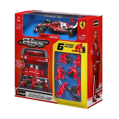 Pit Stop - Ferrari SF-25 - #44 Lewis Hamilton - Playset Diorama - Bburago - 1:43