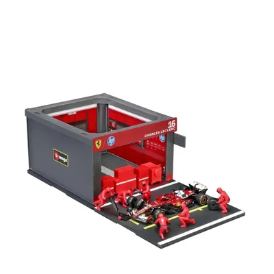 Pit Stop - Ferrari SF-25 - #16 Charles Leclerc - Playset Diorama - Bburago - 1:43