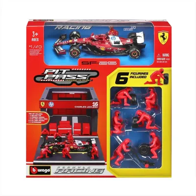 Pit Stop - Ferrari SF-25 - #16 Charles Leclerc - Playset Diorama - Bburago - 1:43