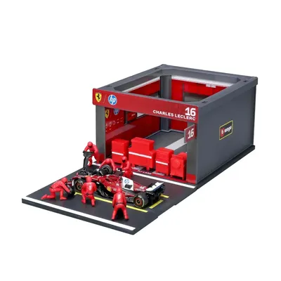 Pit Stop - Ferrari SF-25 - #16 Charles Leclerc - Playset Diorama - Bburago - 1:43