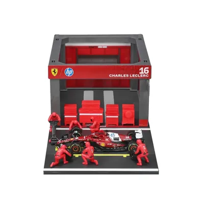 Pit Stop - Ferrari SF-25 - #16 Charles Leclerc - Playset Diorama - Bburago - 1:43