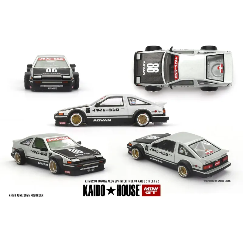 Toyota AE86 Sprinter Trueno Kaido Street V2 - Hvid / Sort - 218 - Mini GT - 1:64