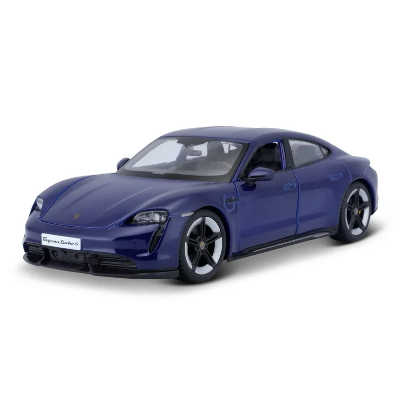 Porsche Taycan Turbo S - Blå - Bburago - 1:24