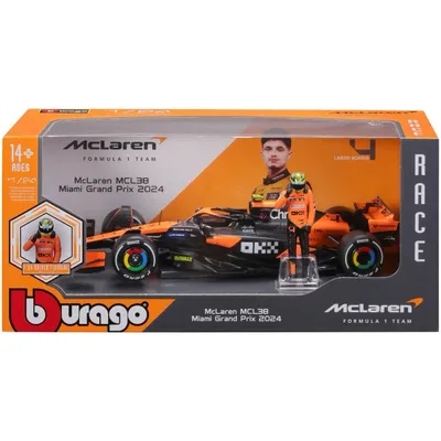 McLaren MCL38 - Bil och Oscar Piastri samlarfigur - Bburago - 1:24
