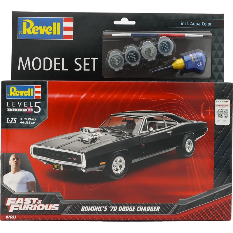 Dominics '70 Dodge Charger - Set med färg, lim och pensel - 07693 - Revell - 1:25