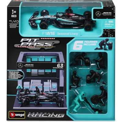 Pit Stop - Mercedes-AMG F1 W16 - #63 George Russell - Playset Diorama - Bburago - 1:43