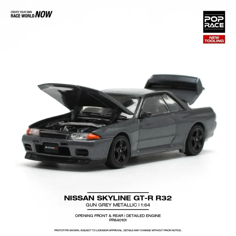 Nissan Skyline GT-R R32 - Grå - Pop Race - 1:64