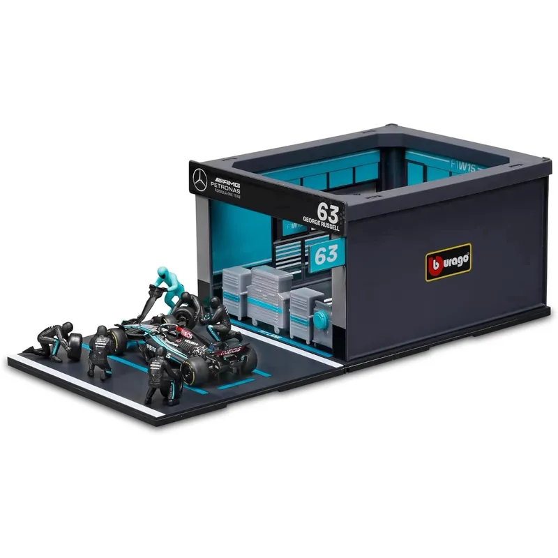 Pit Stop - Mercedes-AMG F1 W16 - #63 George Russell - Playset Diorama - Bburago - 1:43